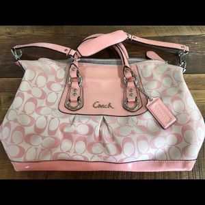 Pink Coach Ashley Sateen F15443 Satchel Purse